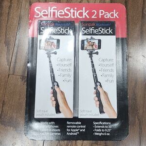 2 Pk Sunpak Bluetooth Selfie Stick